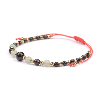 Bransoletka celebrytka czarny TURMALIN AWENTURYN HEMATYT ochrona szczęście